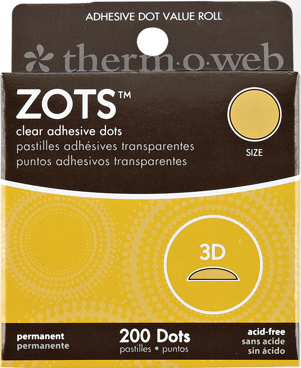 Thermoweb Zots Clear Adhesive Dots - 3D 1/2"X1/8" Thick 200/Pkg