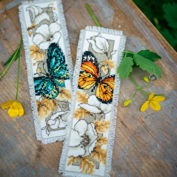 Vervaco Bookmark Kit Butterfly On Flowers Iv Cross Stitch Kit - Yellow Only