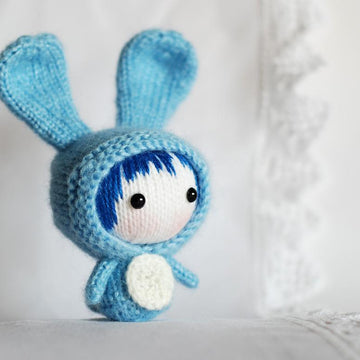 Blue Rabbit Doll with removable tail. Toy from the Tanoshi series.