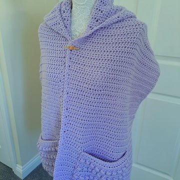 Crochet Lilac Pocket Shawl Pattern