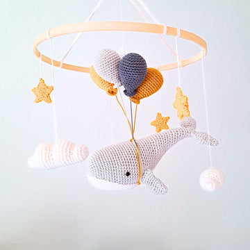 Whale in the sky baby mobile
