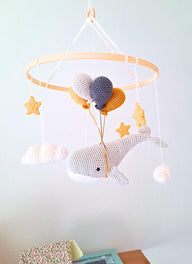 Whale in the sky baby mobile
