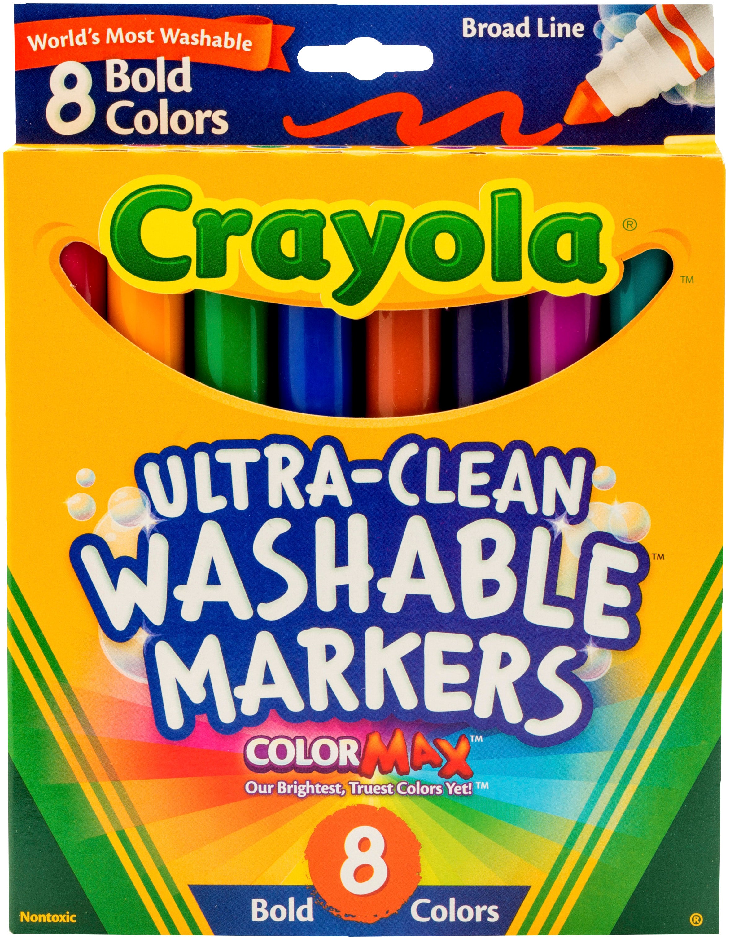 Crayola Ultra-Clean Color Max Broad Line Washable Markers - Bold Colors 8/Pkg
