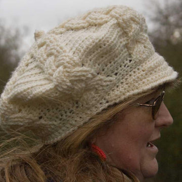 Cabled Beret and Newsboy Cap - Aran Version
