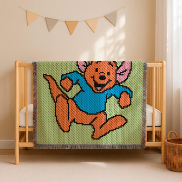 Little Roo Blanket Throw C2C CROCHET PATTERN 90x90 Square Kanga Graphgan