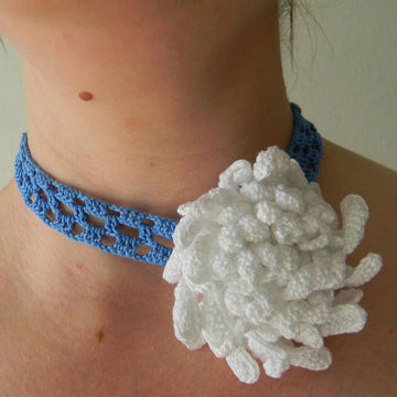 Chrysanthemum, crochet flower necklace
