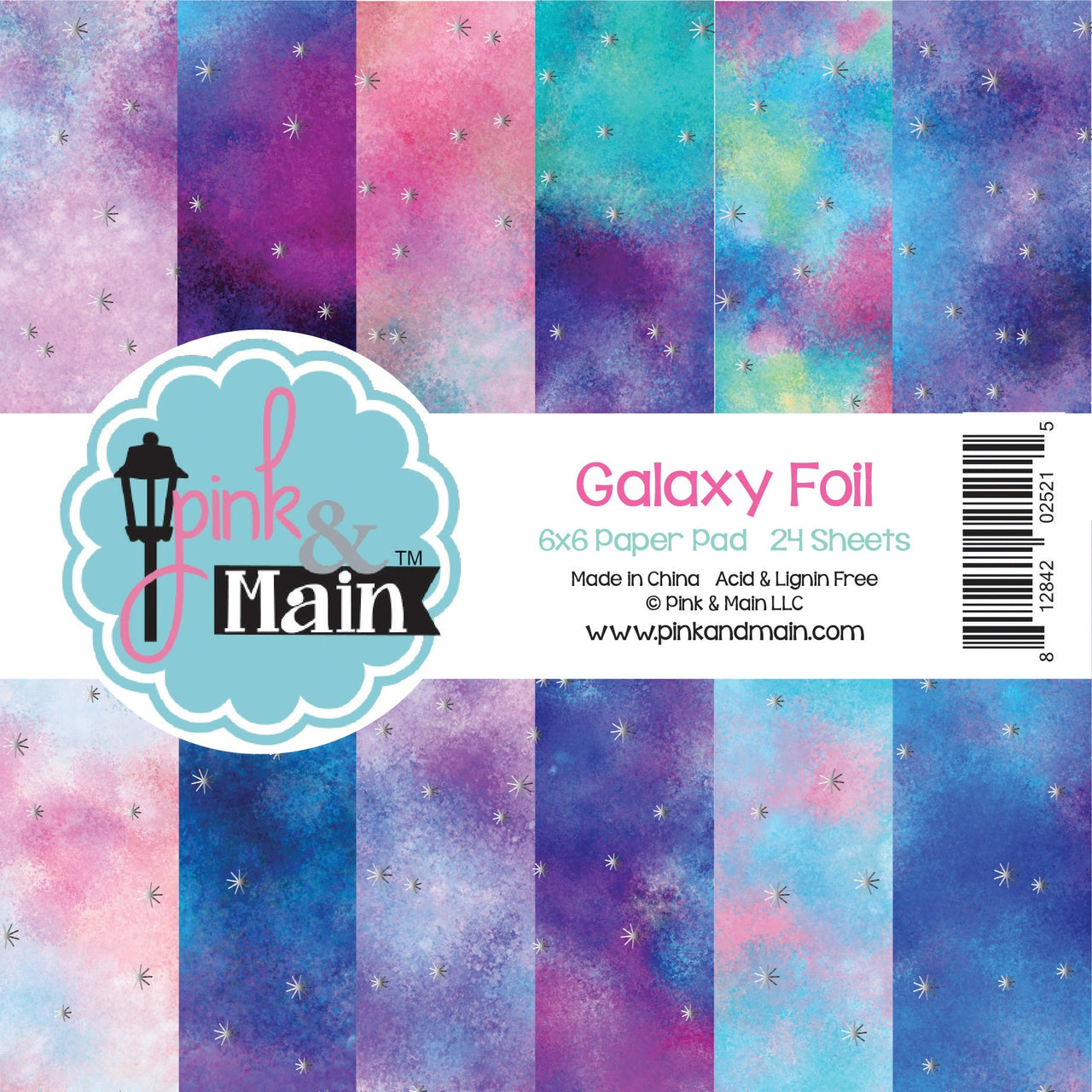 Pink & Main Double-Sided Paper Pad 6"X6" 24/Pkg - Galaxy Foil, 12 Designs/2 Each