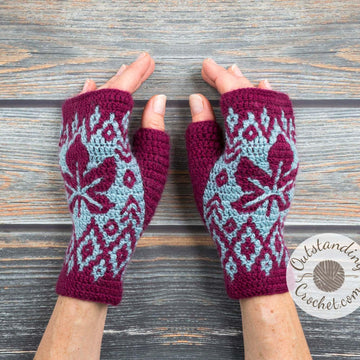 Star Leaf Mosaic Fingerless Gloves