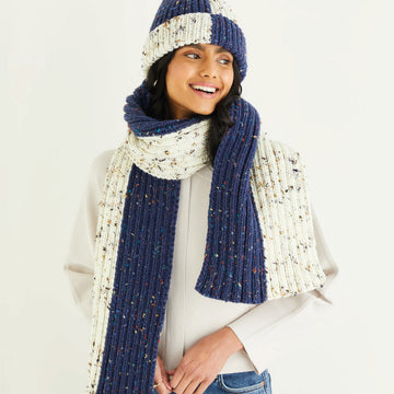 Hat & Scarf in Hayfield Bonus Chunky Tweed - 10338 - Downloadable PDF