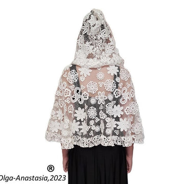 Crochet Christmas lace cape for Church