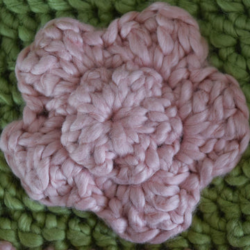 Drawstring Beanie with Yarrow Flower