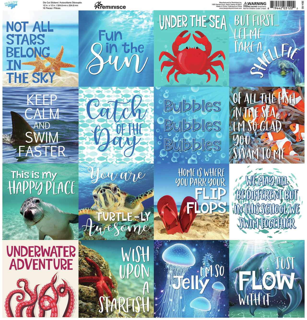 Reminisce Square Cardstock Stickers 12"X12" - Sea Life
