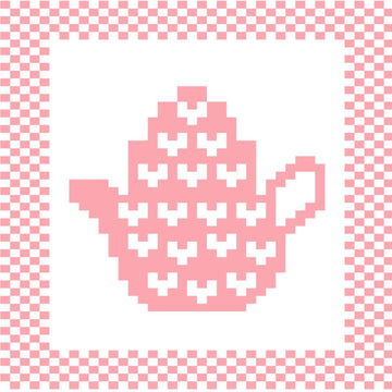 Mini Hearts Teapot Dishcloth