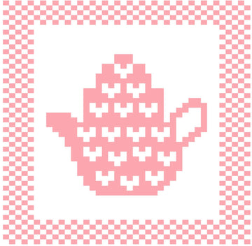 Mini Hearts Teapot Dishcloth