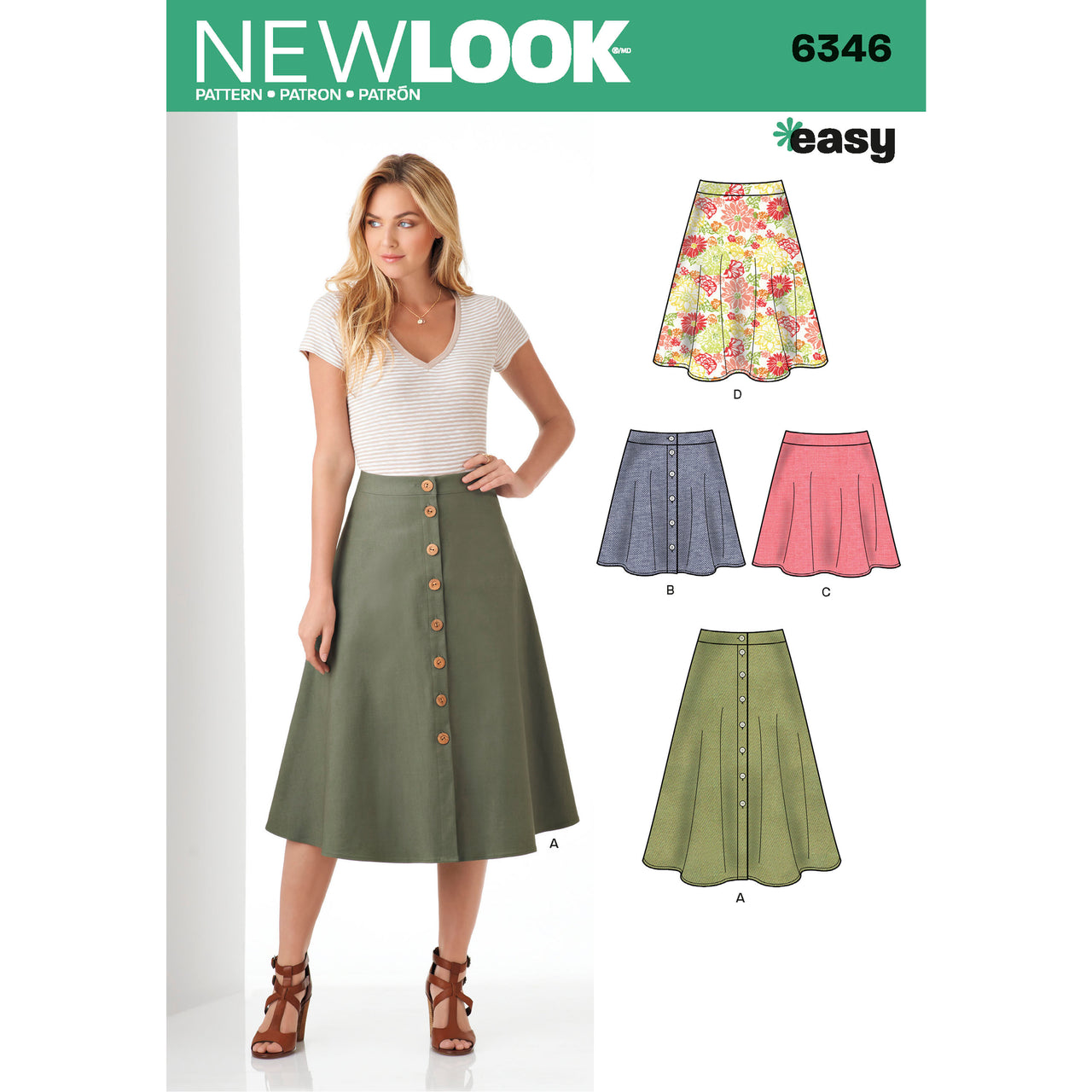 New Look Misses' Easy Skirts in Three Lengths 6346 - Paper Pattern, Size A (8-10-12-14-16-18-20)