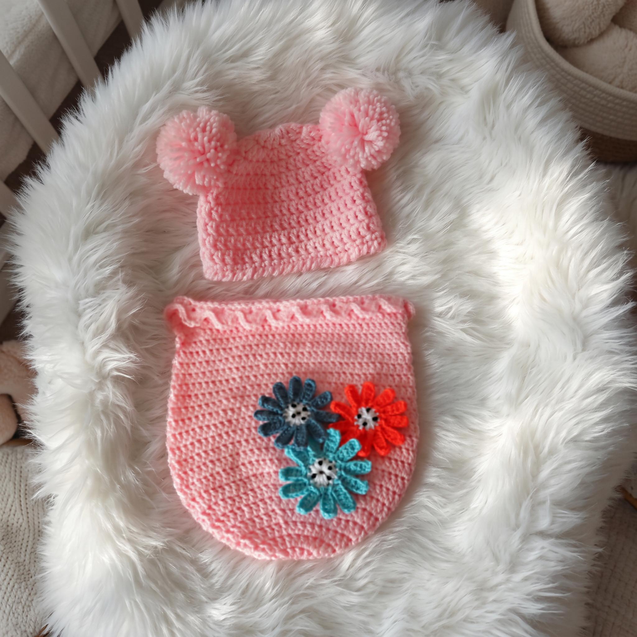Newborn Baby Flower Cocoon & Hat
