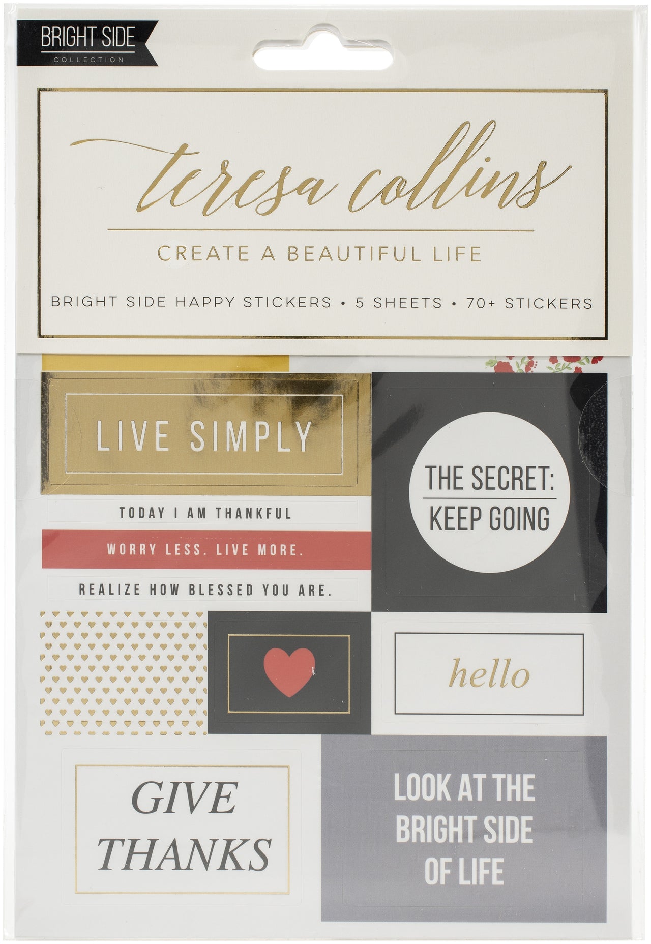 Teresa Collins Designer Stickers 5/Sheets - Brightside Happy