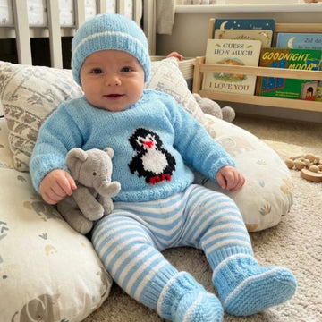Penguin Sweater, Hat and Bootees