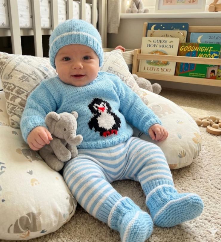 Penguin Sweater, Hat and Bootees