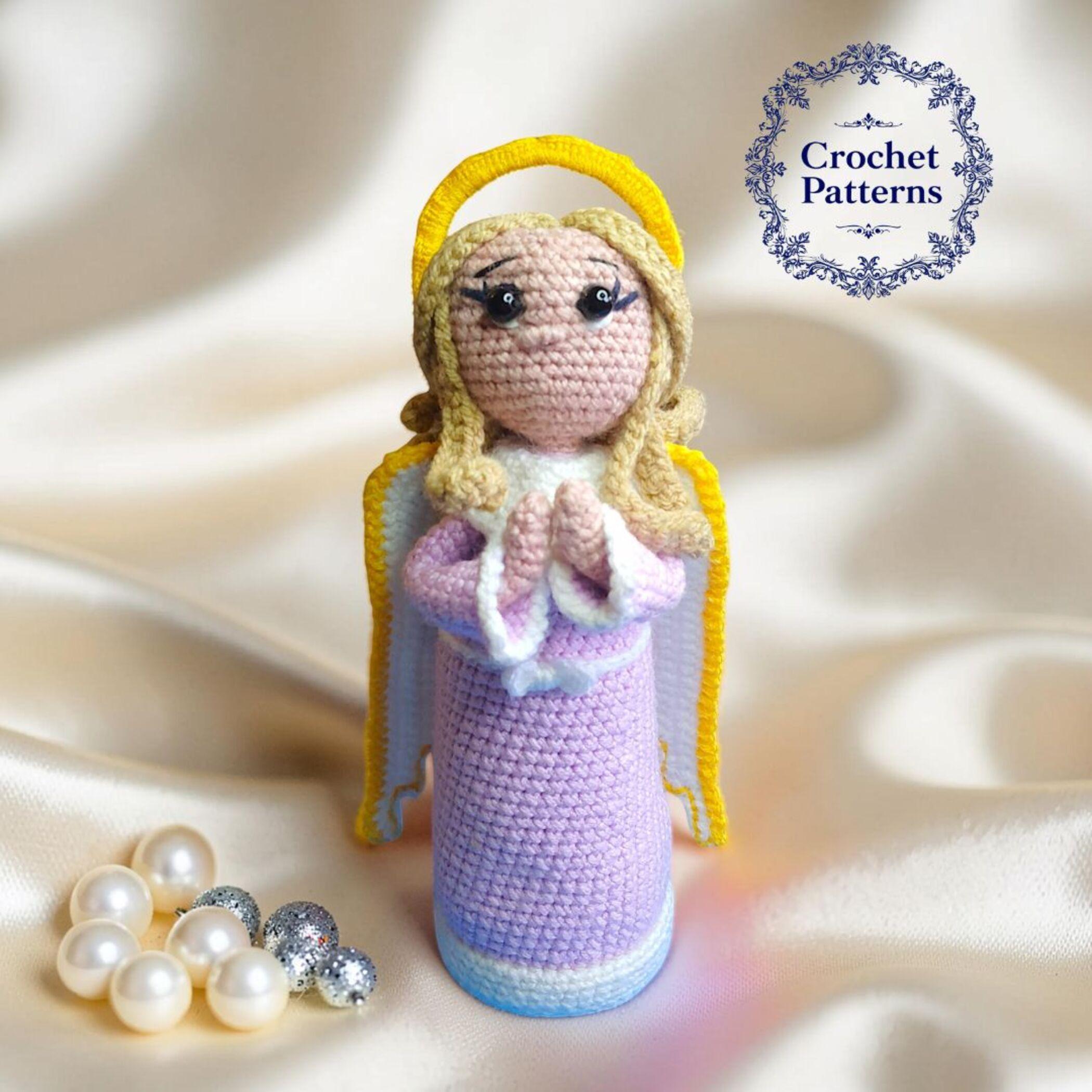 Christmas Guardian Angel Toy Crochet Pattern, Amigurumi Catholic, Baptism Pattern, 9 inch Angel