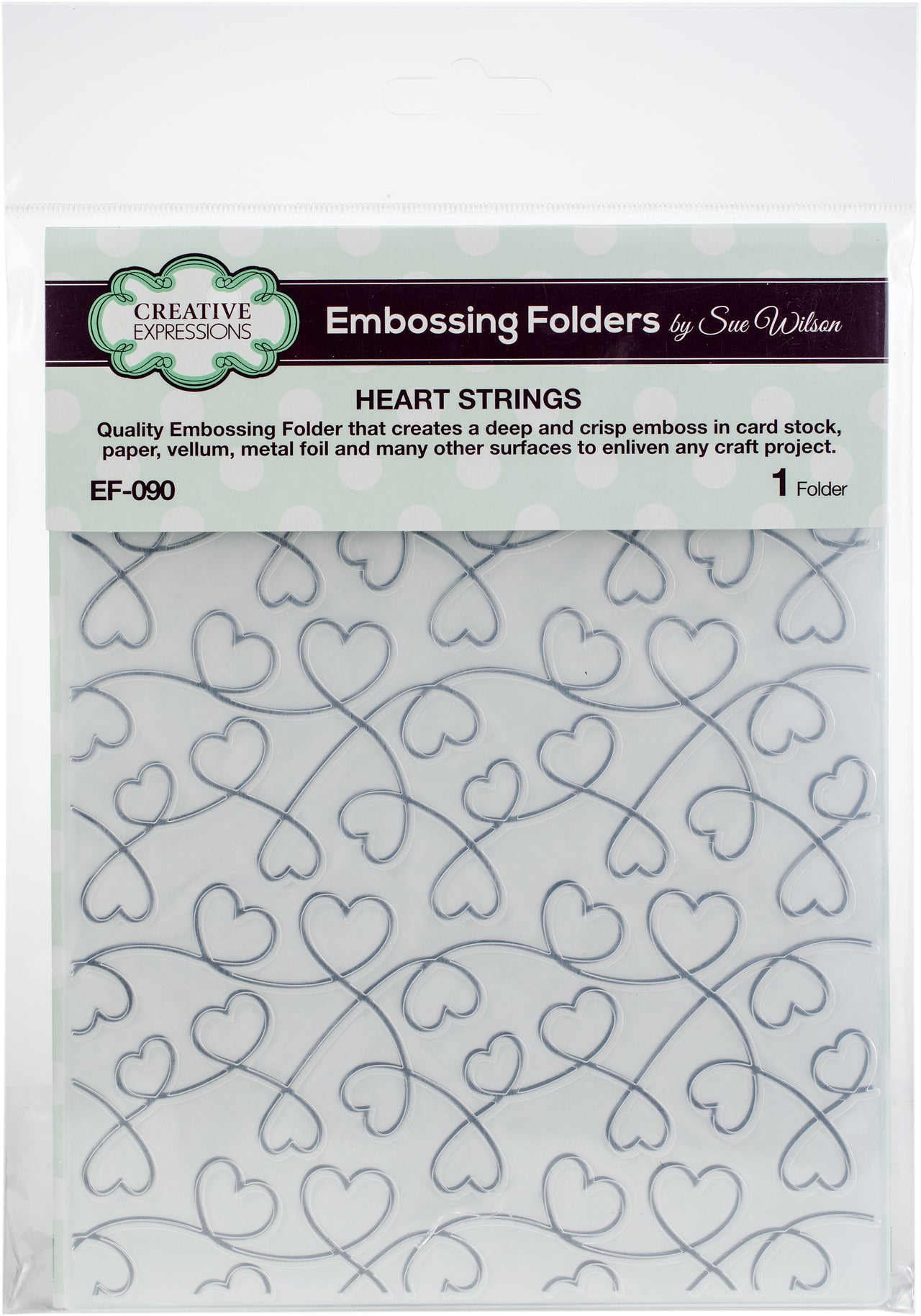 Creative Expressions Embossing Folder By Sue Wilson - Heart Strings