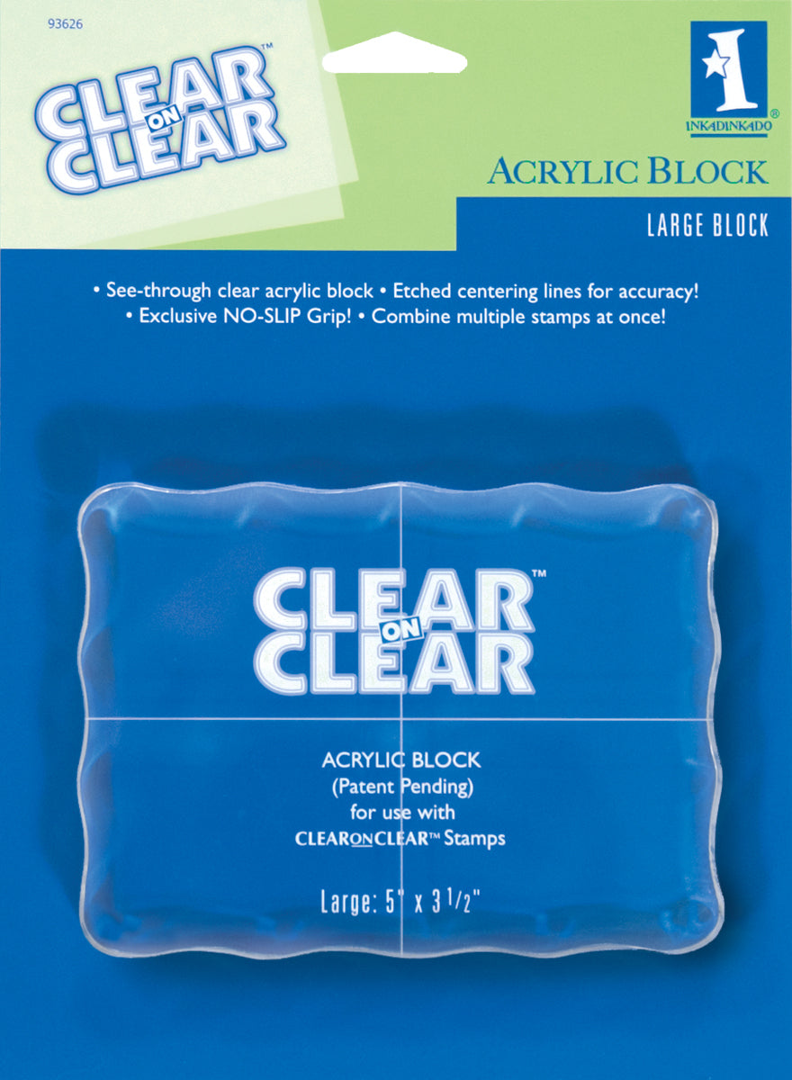 Inkadinkado Clear On Clear Acrylic Block - Large 5"X3.5"