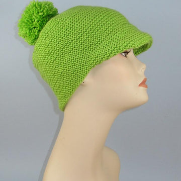 Peak Garter Stitch Bobble Cap