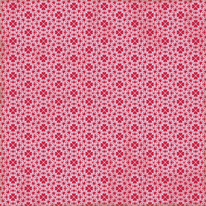 Authentique Paper Love Notes Double-Sided Cardstock 12"X12" 18/Pkg - #4 Red Hearts On Antique White