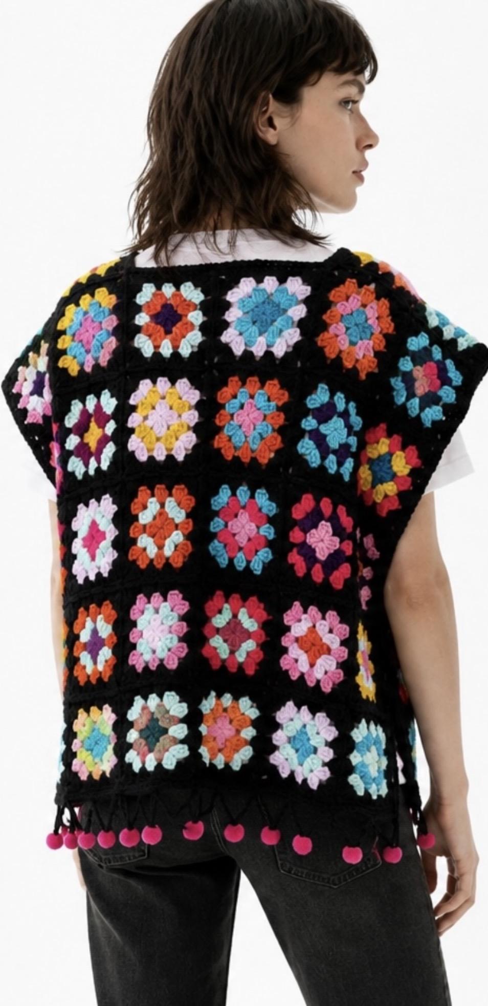 Pompom Crochet Poncho