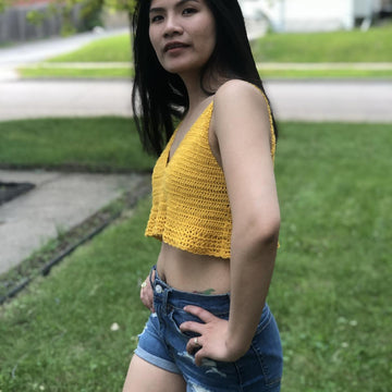 V- cut halter top