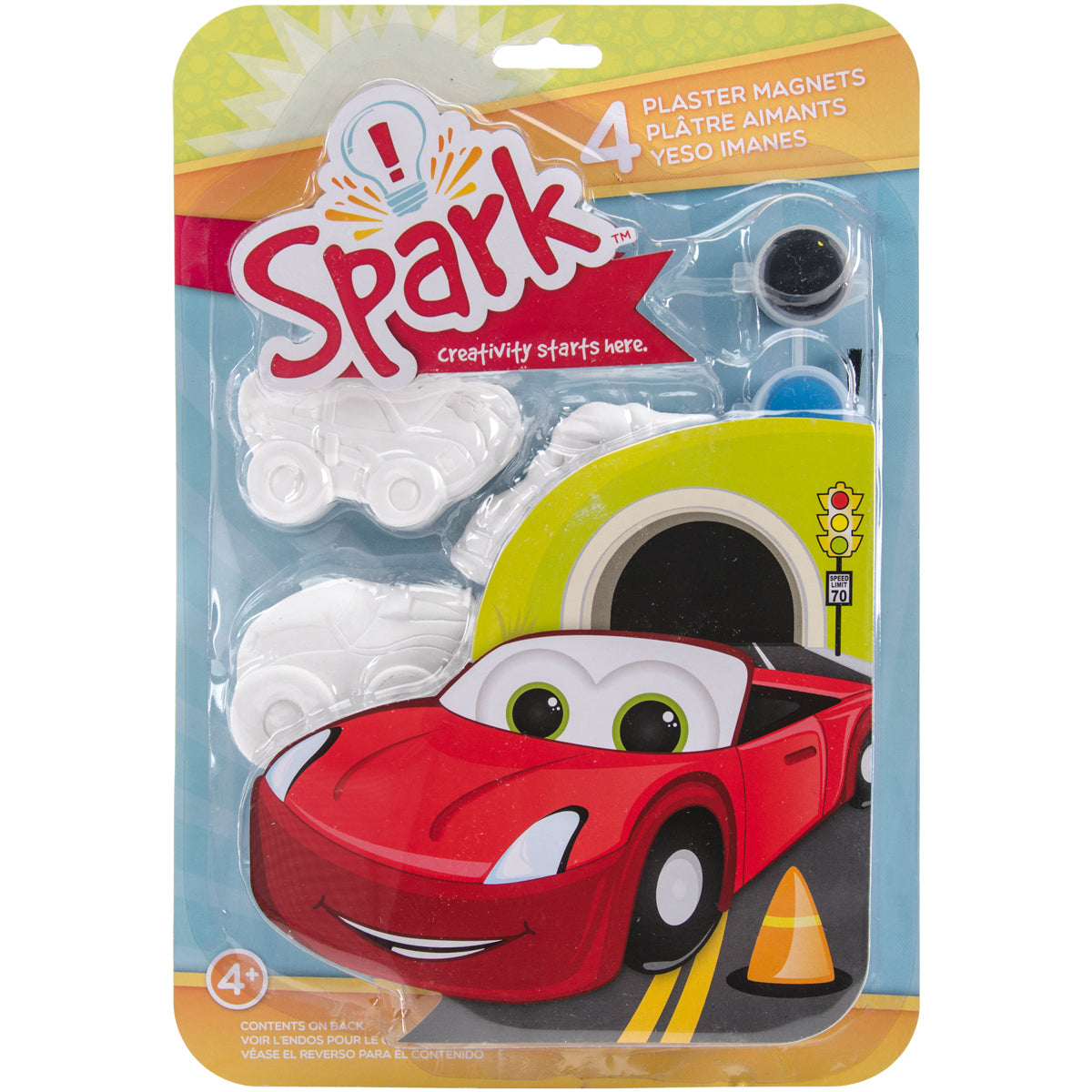 American Crafts Plaster Magnet Kit - Cars