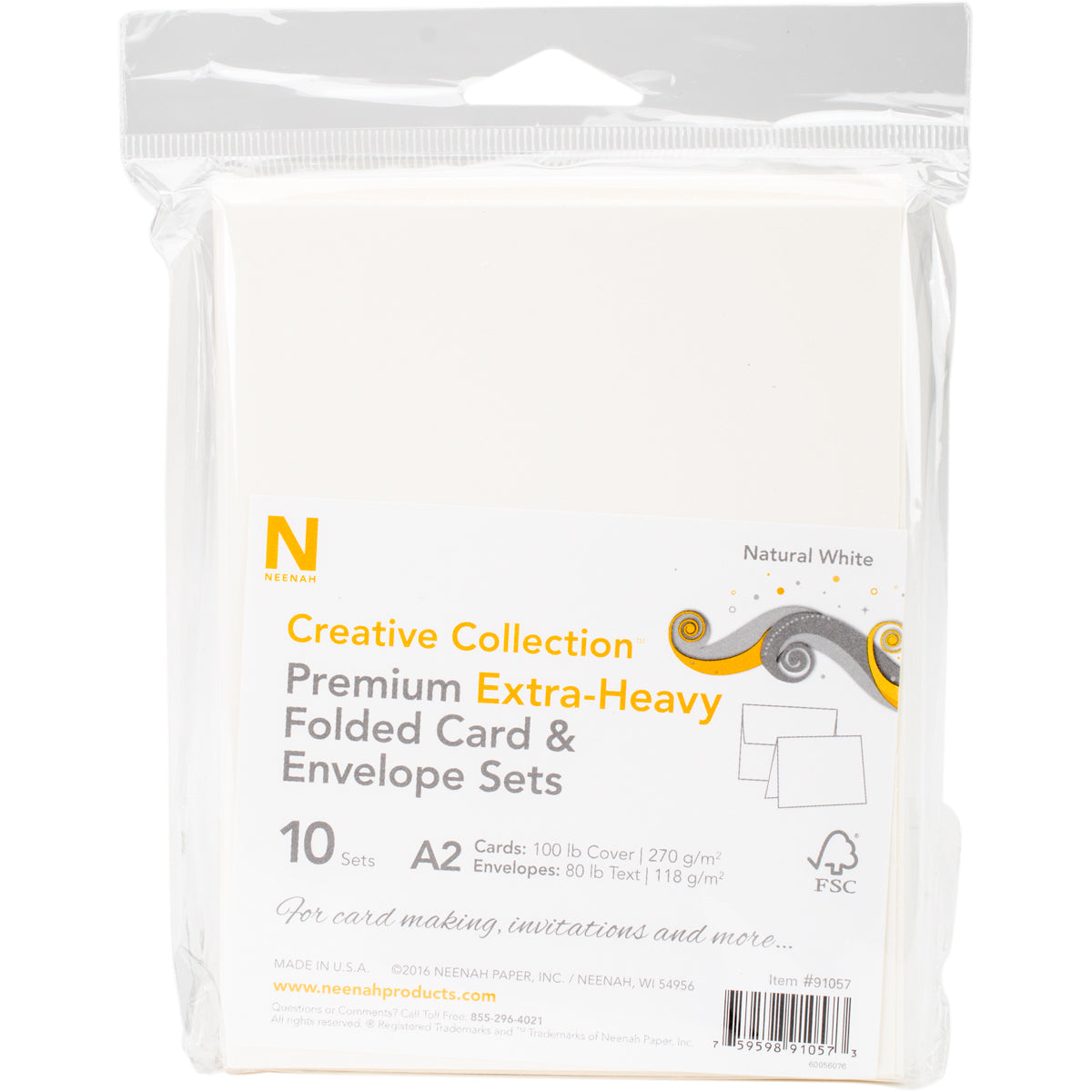 Neenah Paper Neenah A2 Heavy Weight Cards/Envelopes 10/Pkg - Natural White