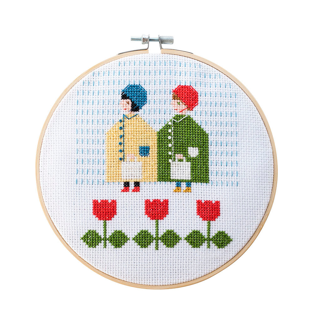 Cotton Clara Raincoats Cross Stitch Kit by Samantha Purdy - 18cm