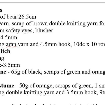 266 Bear with Pumpkin & Witch Halloween Costumes Crochet Pattern #266