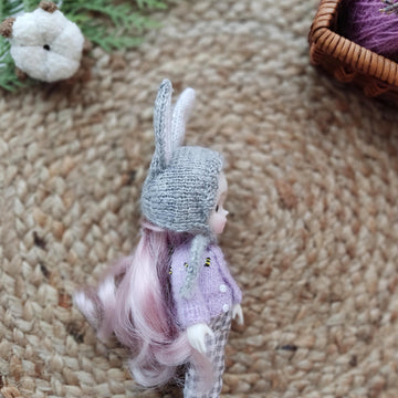 Tiny bunny hat for doll