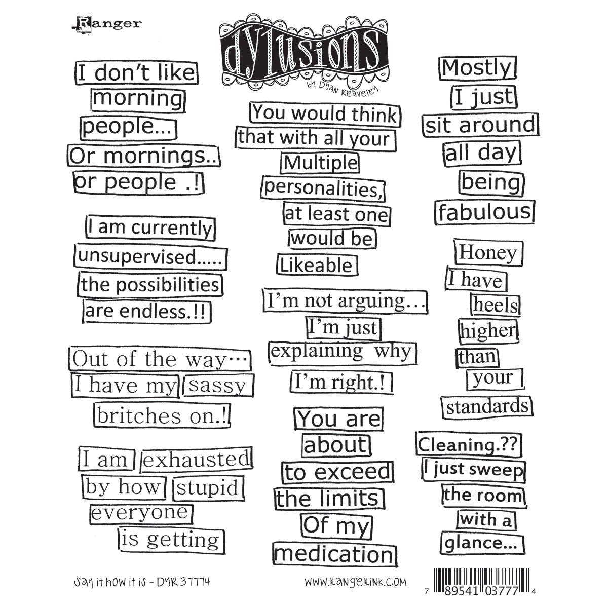 Ranger Dyan Reaveley's Dylusions Cling Stamp Collections 8.5"X7" - Say It How It Is