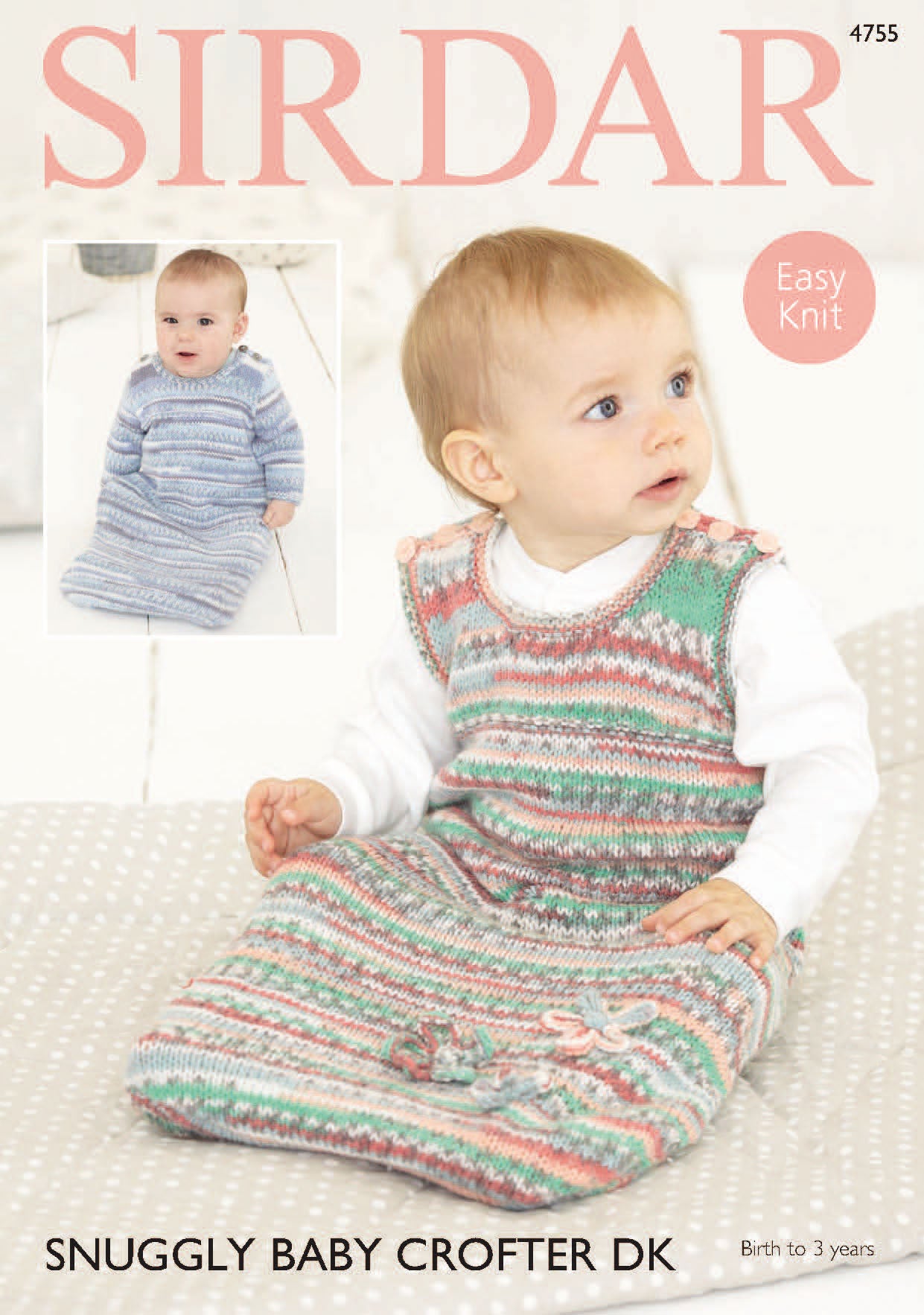 Long Sleeved and Sleeveless Sleeping Bag in Sirdar Snuggly Baby Crofter DK - 4755 - Downloadable PDF