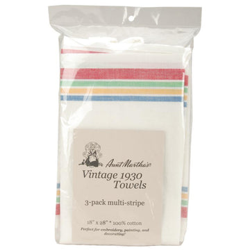 Aunt Martha's Stitch 'Em Up Retro Stripe Towels 3/Pk - Multi Stripe