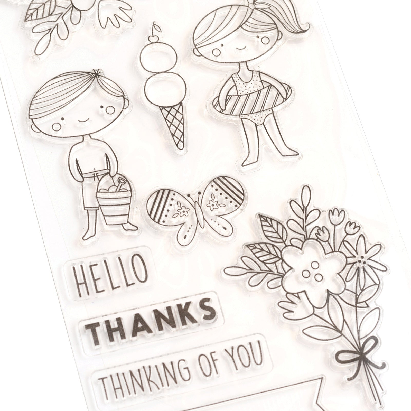 American Crafts Pebbles Sun & Fun Clear Stamps - 621078