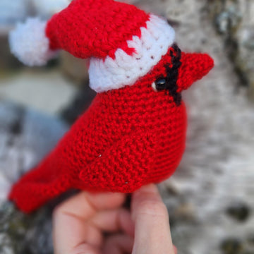 Cardinal Bird with Santa Hat
