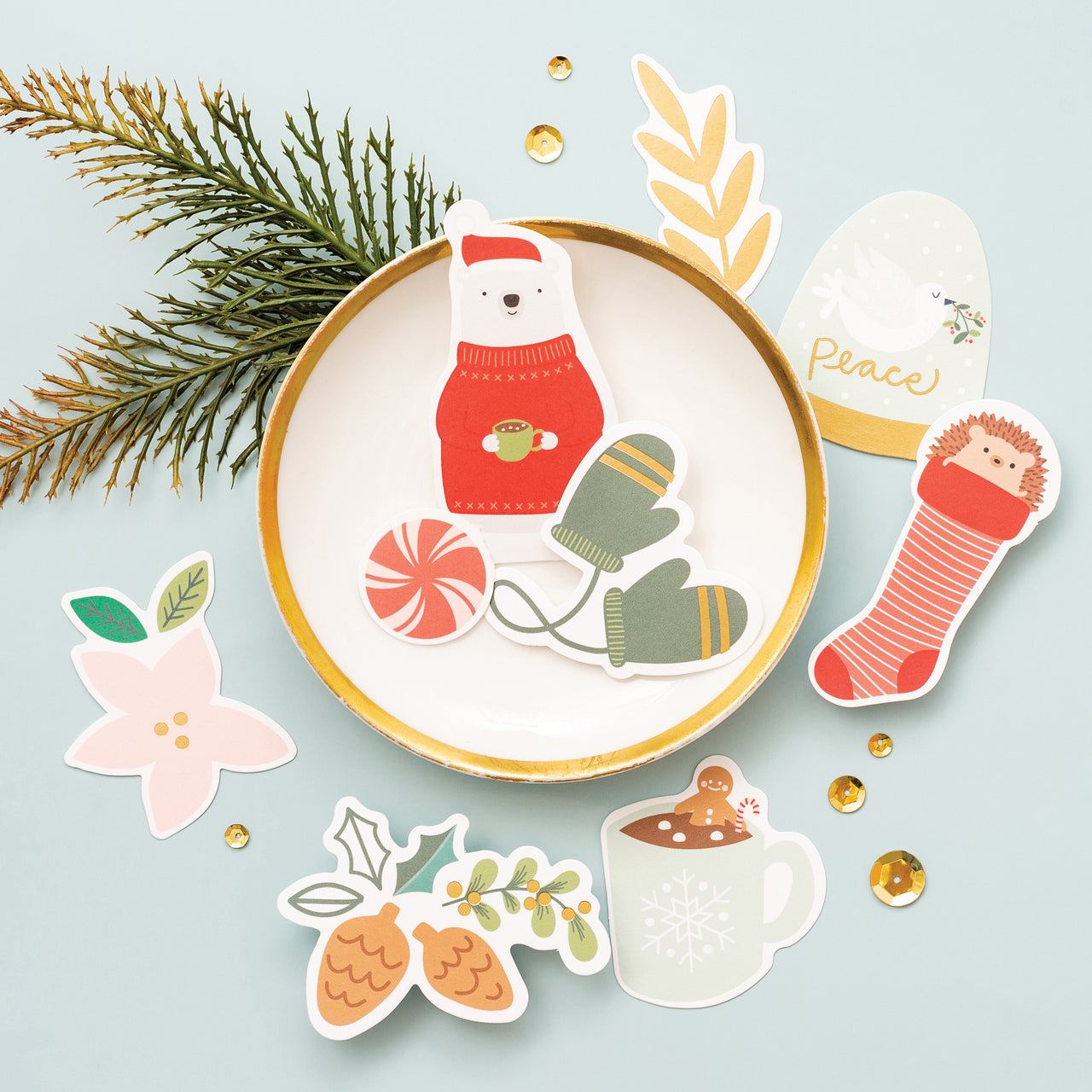 American Crafts Merry Little Christmas Ephemera Cardstock Die-Cuts 40/Pkg - Icons W/Gold Foil Accents