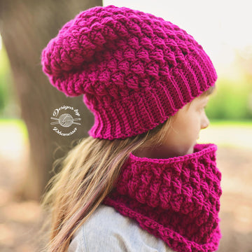 Raspberry Slouch Beanie & Cowl