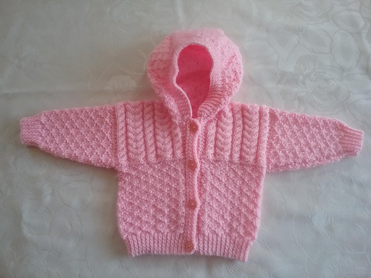 Diamond and cable baby hoodie