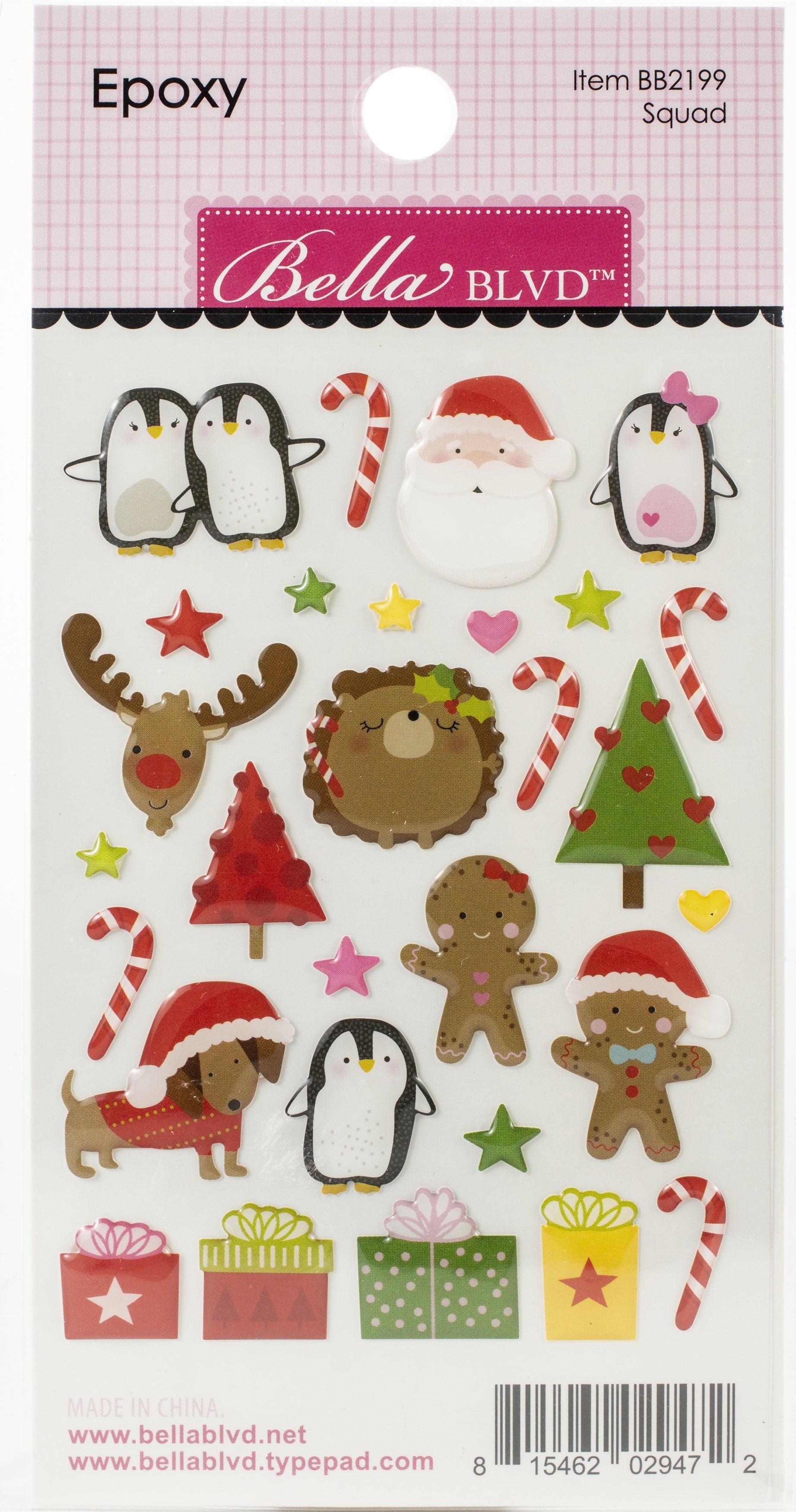 Doodlebug Santa Squad Epoxy Stickers - Icons