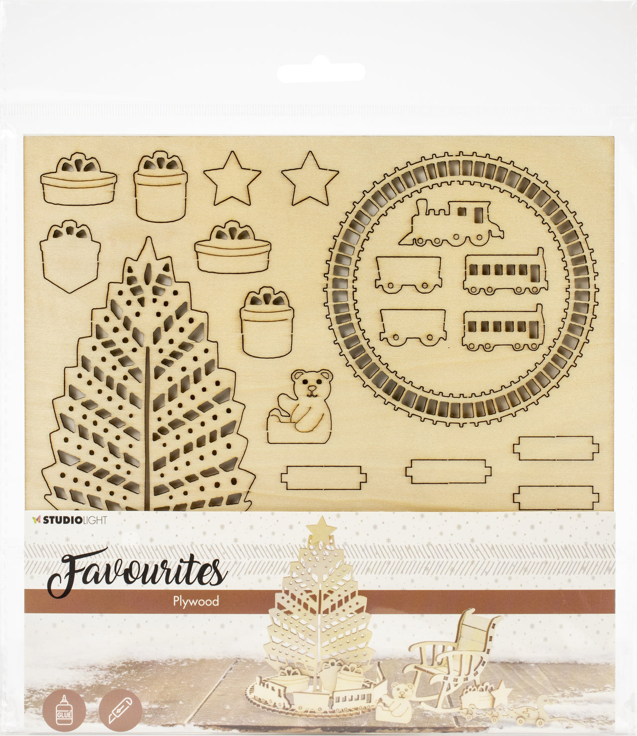 Studio Light Plywood Favourites Scenery - Christmas Tree W/Train