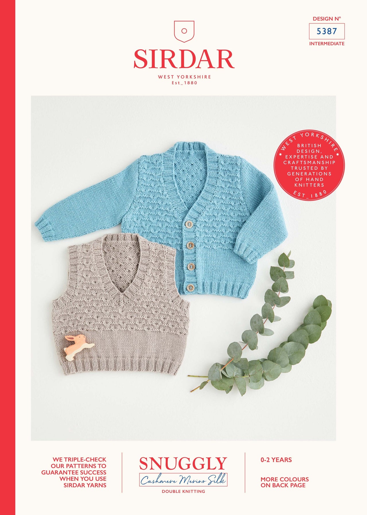 Cardigan and Vest in Sirdar Snuggly Cashmere Merino Silk DK - 5387 - Downloadable PDF