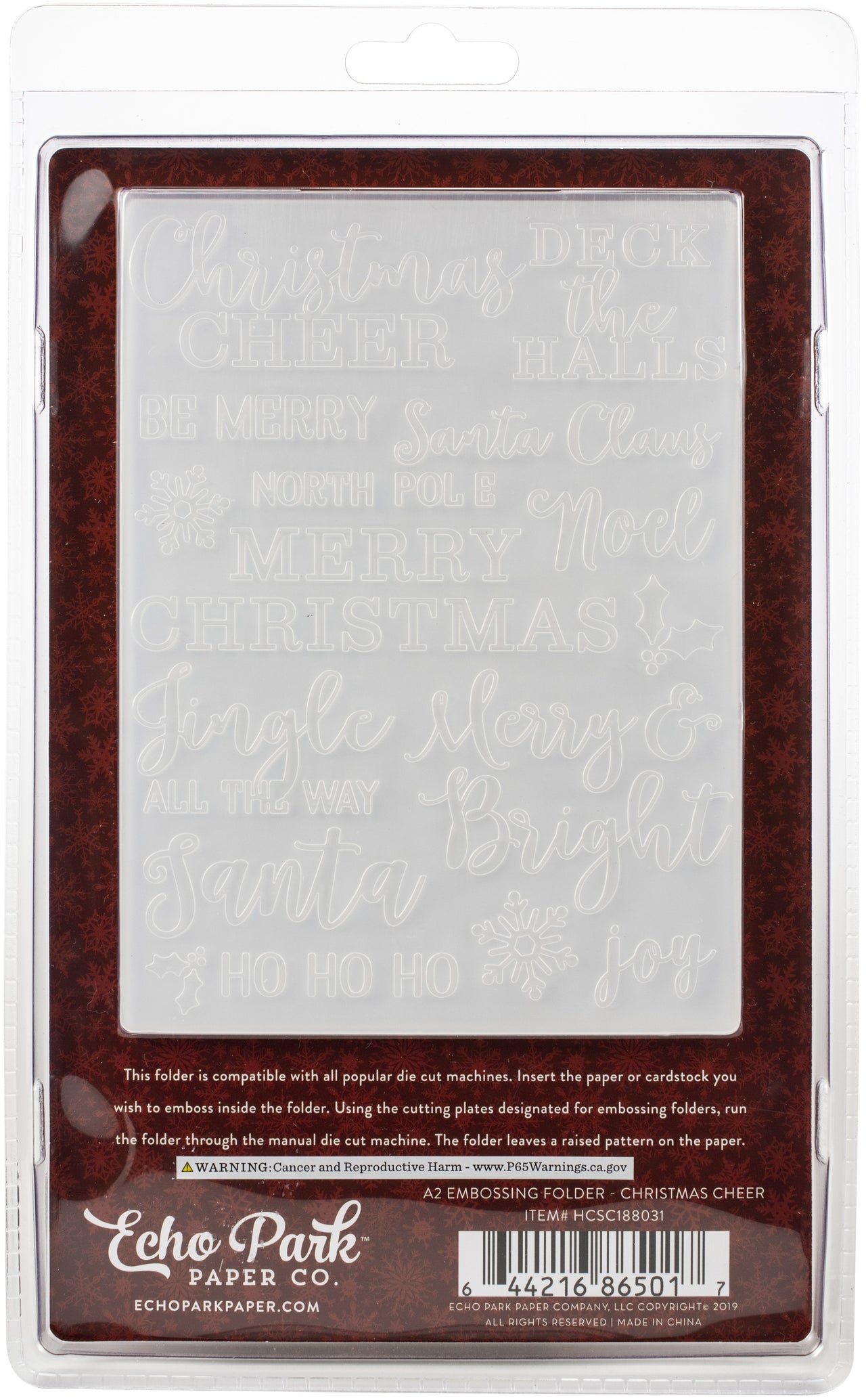 Echo Park Paper Echo Park Embossing Folder A2 - Christmas Cheer