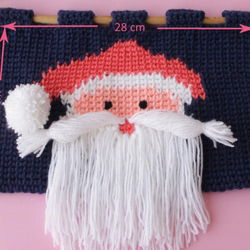 Beautiful Knit-like Crochet wall hanging with Santa Face with Waistcoat stitch VIDEO tutorial