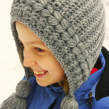 Crochet Bonnet for Adults and Teens. Cable Crochet Hood Hat