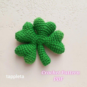 Four leaf clover crochet pattern, Lucky charm St Patricks day, Good luck keychain clover, Amigurumi leaf decor crochet